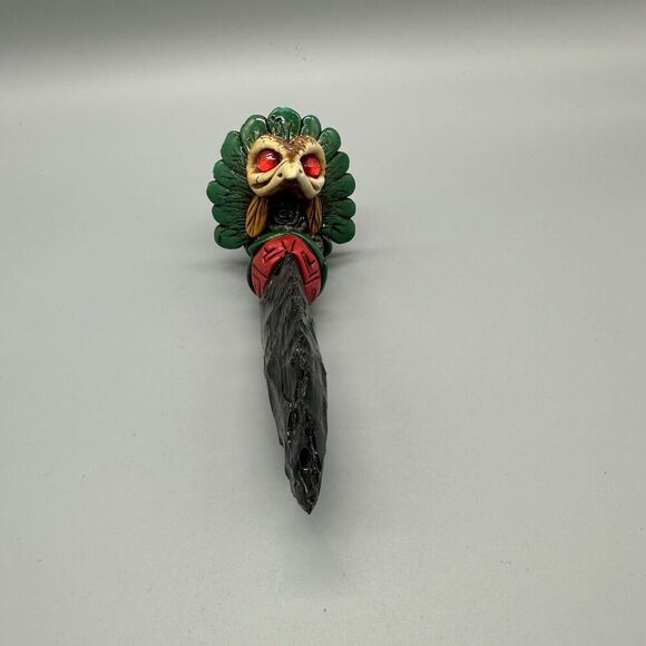 Aztec Style Ceremonial Sacrificial Tecpatl Obsidian Blade Knife Dagger 6.5” - Picture 4 of 11